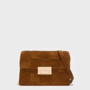 Loeffler Randall Woven Cacao Suede Delphine Crossbody Bag