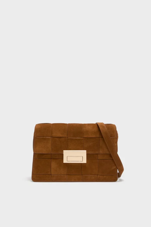 Loeffler Randall Woven Cacao Suede Delphine Crossbody Bag