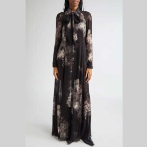 Zimmermann Hypnotic Floral Print Long Sleeve Georgette Shirtdress
