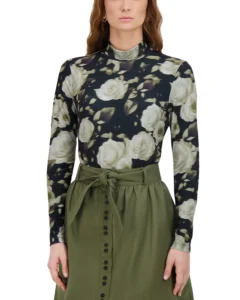 Point Printed Mock Neck Top