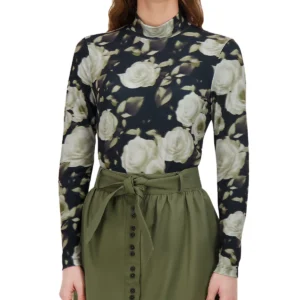 Point Printed Mock Neck Top