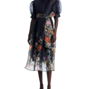 Nancy Yang Floral Print Button Front Dress