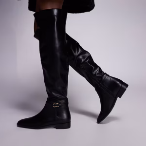 Public Desire Eastburn over the knee riding boots in black