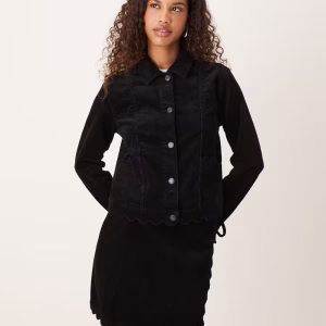 Nobody's Child scallop trim cord jacket in black - part of set