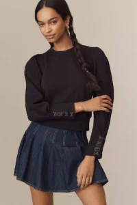 By Anthropologie Fastened Puff-Sleeve Pullover