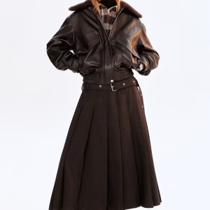 Pleated Skirt with Belt