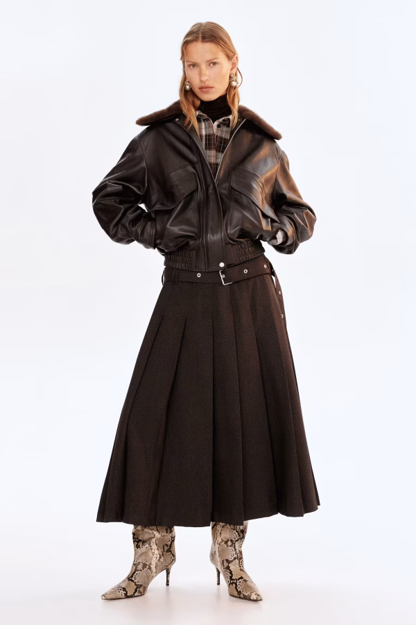 Pleated Skirt with Belt