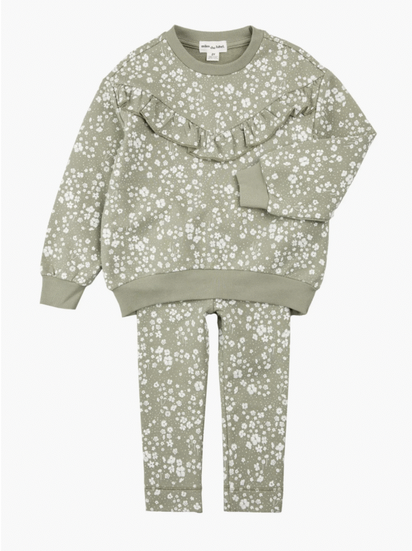 Floral Ruffle Sweatshirt & Leggings Set