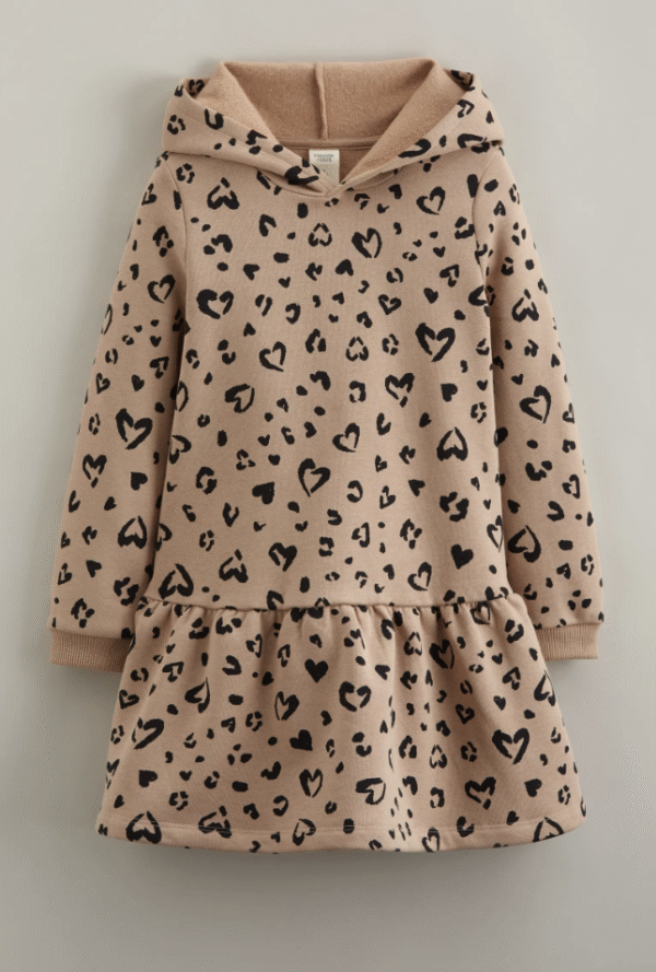 Kids' Long Sleeve Hooded Fleece Sweatshirt Dress