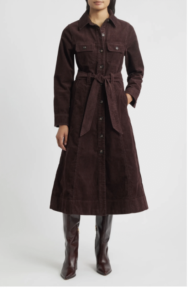 Long Sleeve Corduroy Shirtdress