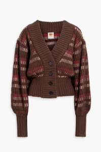 FARM RIO Striped ribbed-knit cardigan