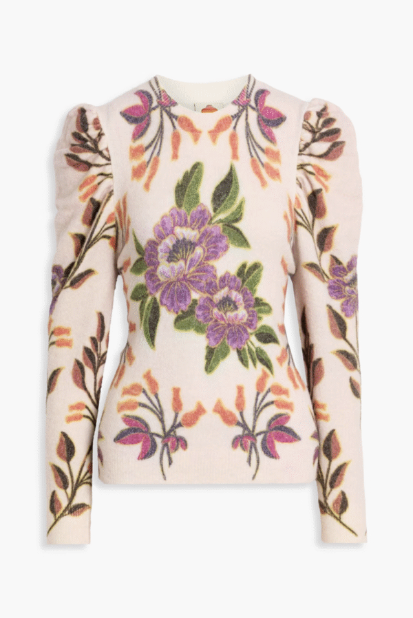 FARM RIO Floral-print knitted sweater