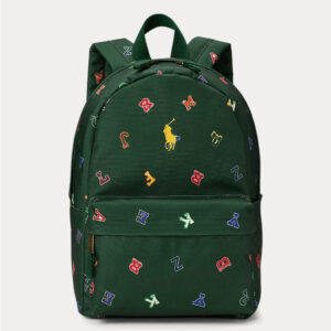 Alphabet-Print Small Backpack