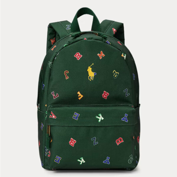 Alphabet-Print Small Backpack