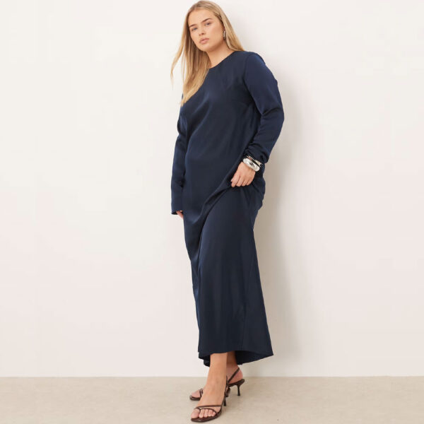 ASOS DESIGN Curve seamed matte satin slip maxi dress