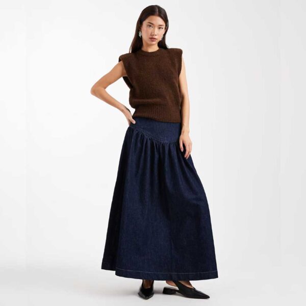 ASOS DESIGN denim drop waist maxi skirt in rinse