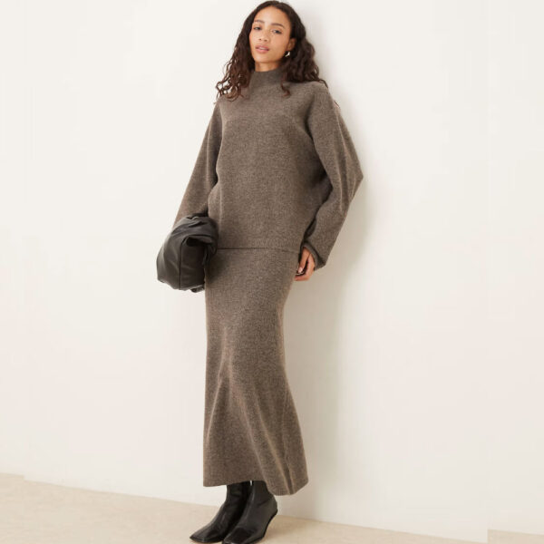 ASOS DESIGN knit maxi skirt in mushroom