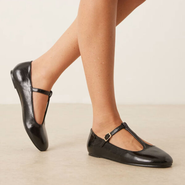 ASOS DESIGN Latham mary jane ballet flats in black patent