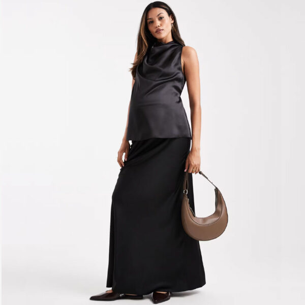 ASOS DESIGN Maternity satin bias midi skirt