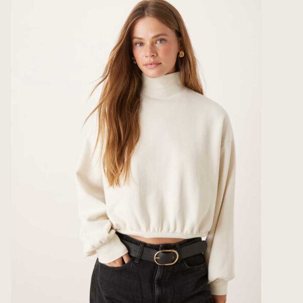ASOS DESIGN soft touch curved hem high neck sweater