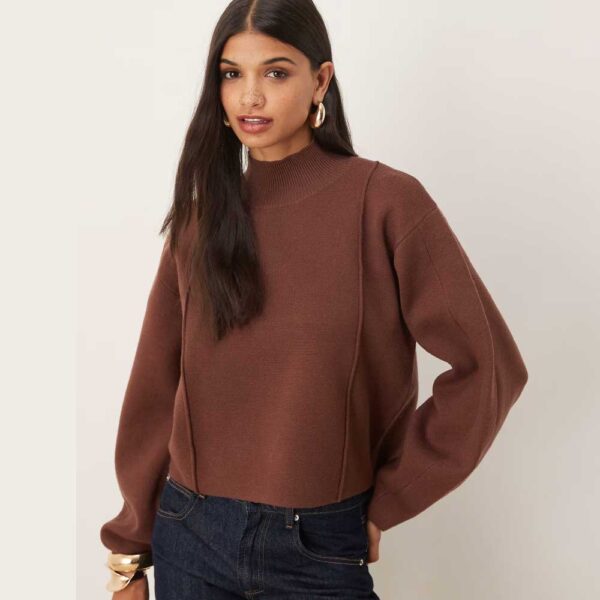 ASOS DESIGN structured compact knit boxy funnel neck sweater