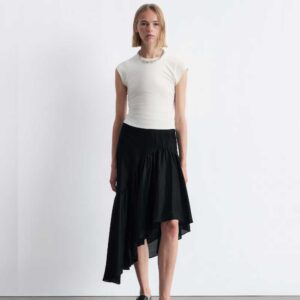 Asymmetric Ruffle Midi Skirt