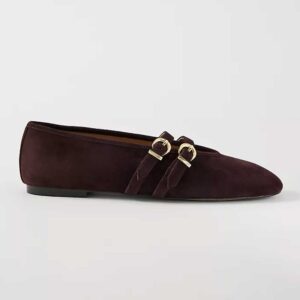 Buckled Suede Ballet Flat