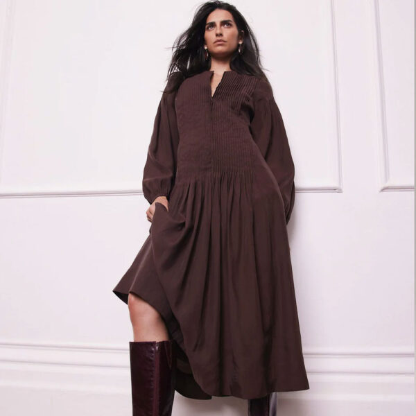 Burgundy Pintuck Maxi Dress