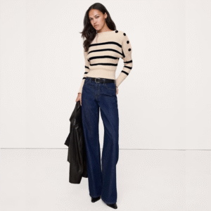 Cotton Button-Shoulder Sweater