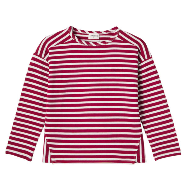 Cozmo Joel striped cotton jersey top