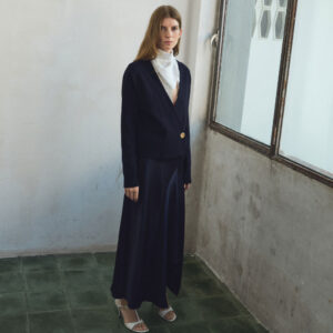 Cross-over cardigan with jewel button