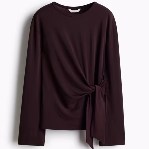 Tie-Detail Top, Burgundy