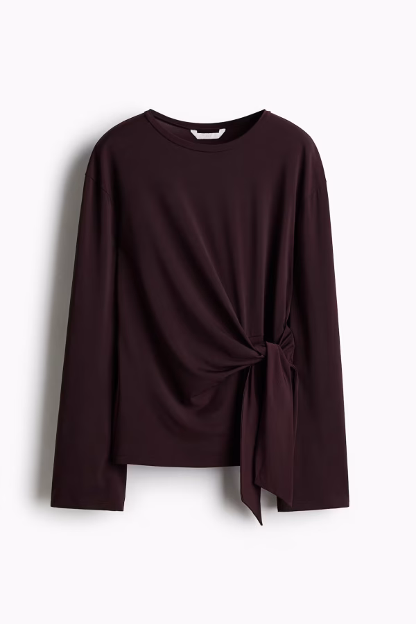 Tie-Detail Top, Burgundy