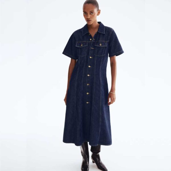 Denim Shirt Dress Dark denim blue