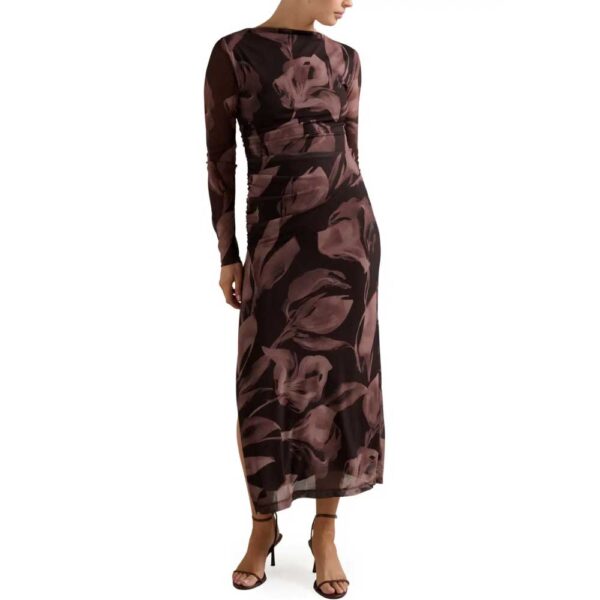 Ever New Alannah Floral Long Sleeve Mesh Midi Dress