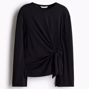 Tie-Detail Top, Black