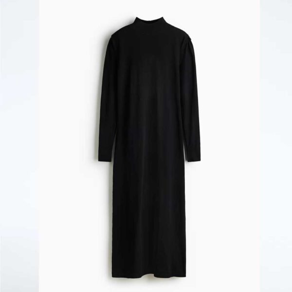 Fine-Knit Maxi Dress Black