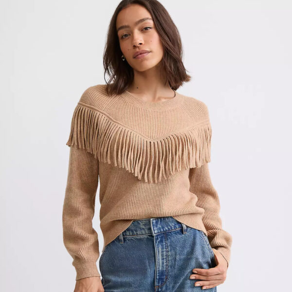 Fringe Sweater Warm Sand Heather