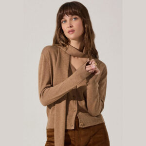 Glynne V-Neck Scarf Cardigan Sweater