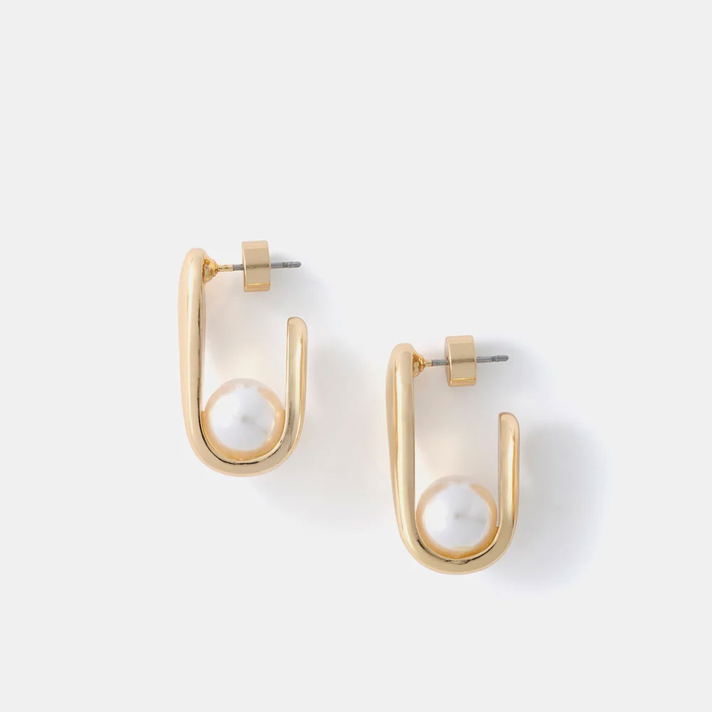 Gold Tone Pearl Earrings
