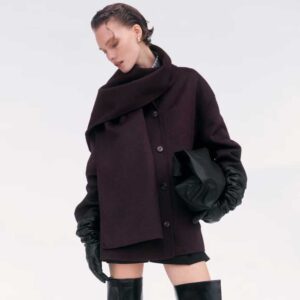 Handmade Wool-Blend Coat Burgundy