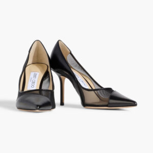 JIMMY CHOO Love 85 mesh and leather pumps