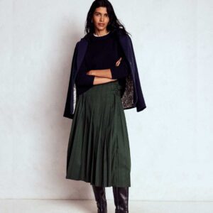 Josephine Kilt Midi Skirt Hunter Green