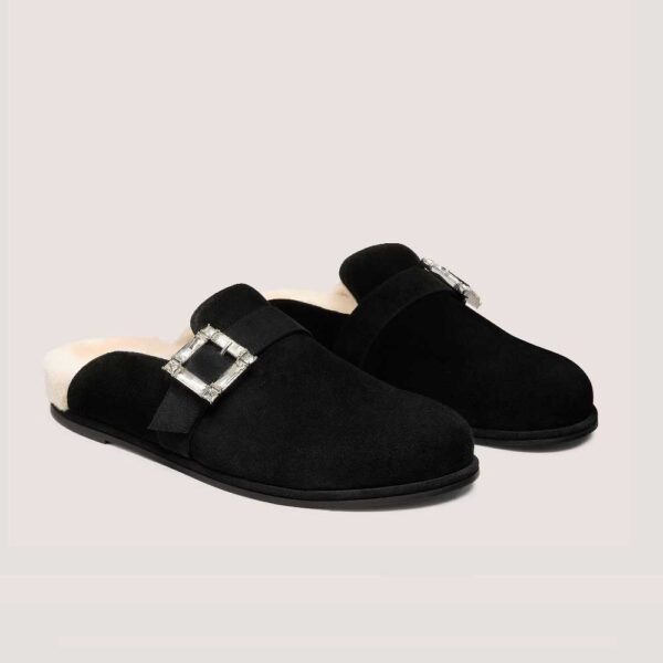 JUNE SHEARLING MULE Black & Natural