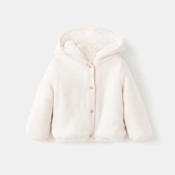 Knit cardigan with fleece lining Sand