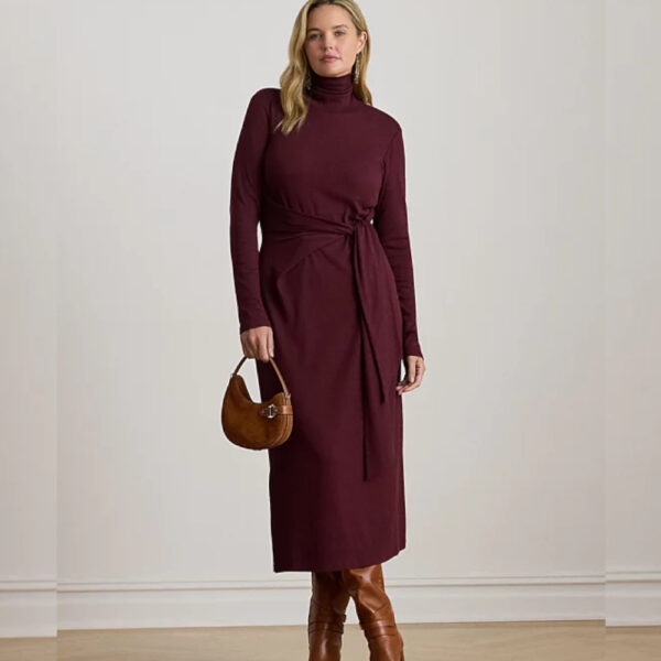 Lauren Ralph Lauren Tie Front Turtleneck Dress