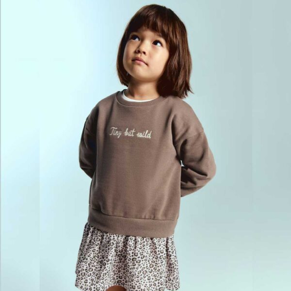 Leopard-print sweatshirt dress Brown