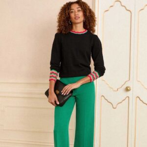 Love & Roses Black Wavy Rainbow Stripe Knit Jumper