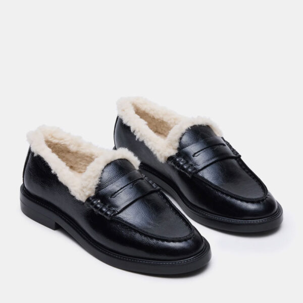 Madison Faux Fur Black Leather