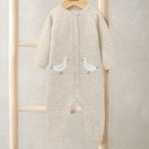 Mamas & Papas Duck Knitted Brown Romper